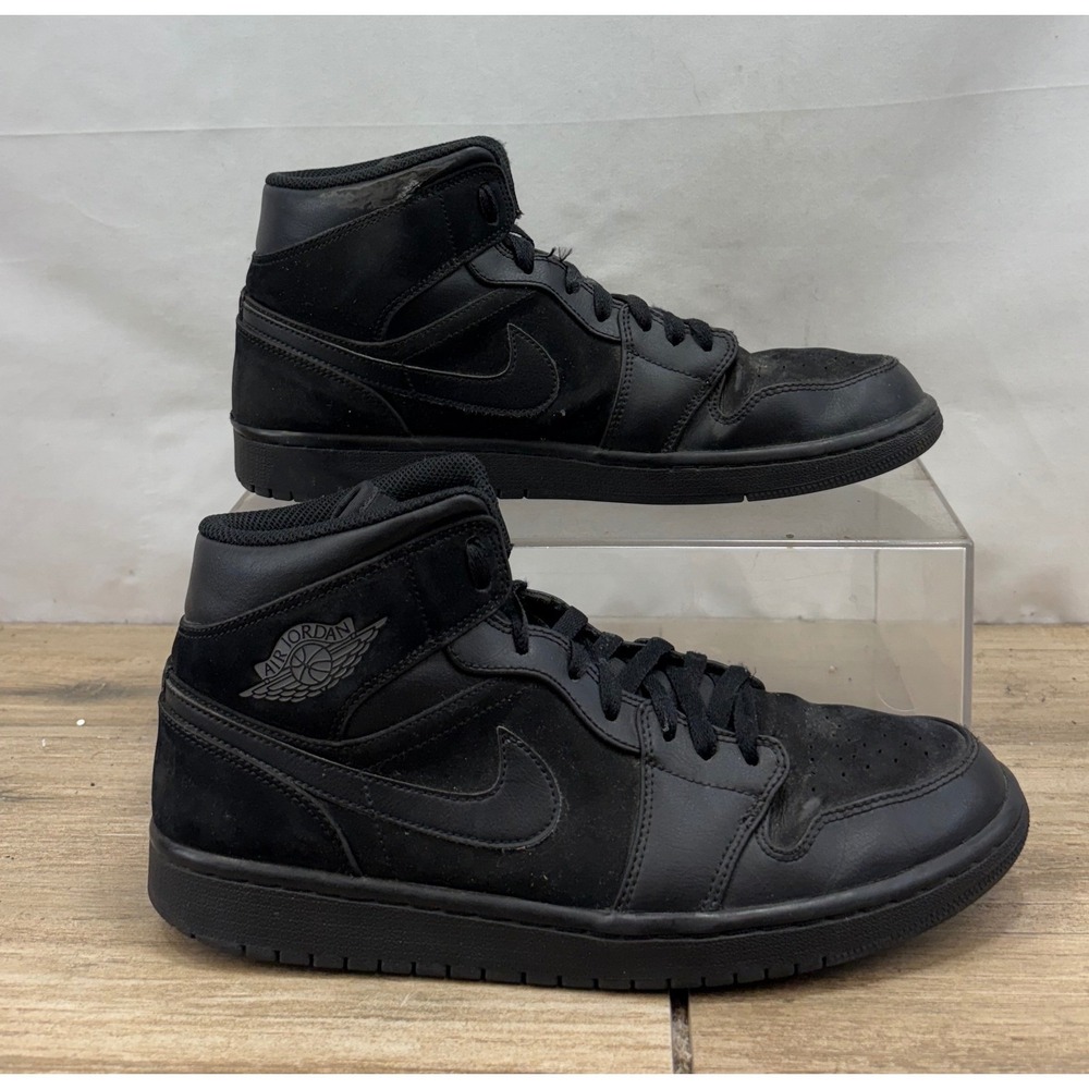 Air Jordan 1 Mid Black Basketball Shoes Sneakers Mens Size 10.5 Style 554724-050